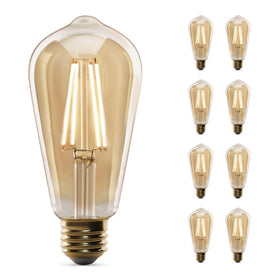 Feit Electric Vintage ST19 amber glass bulb with exposed filament for warm ambience.
