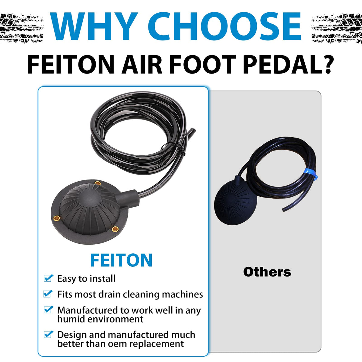 FEITON air foot pedal bottom view showcasing aluminum plate