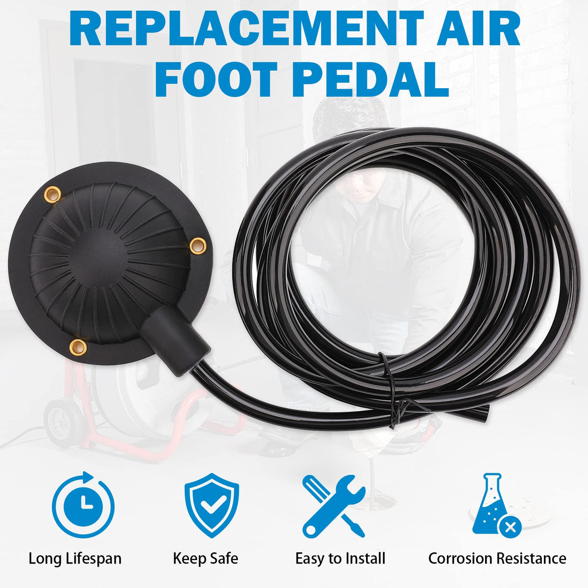 FEITON air foot pedal packaged with hose for easy setup