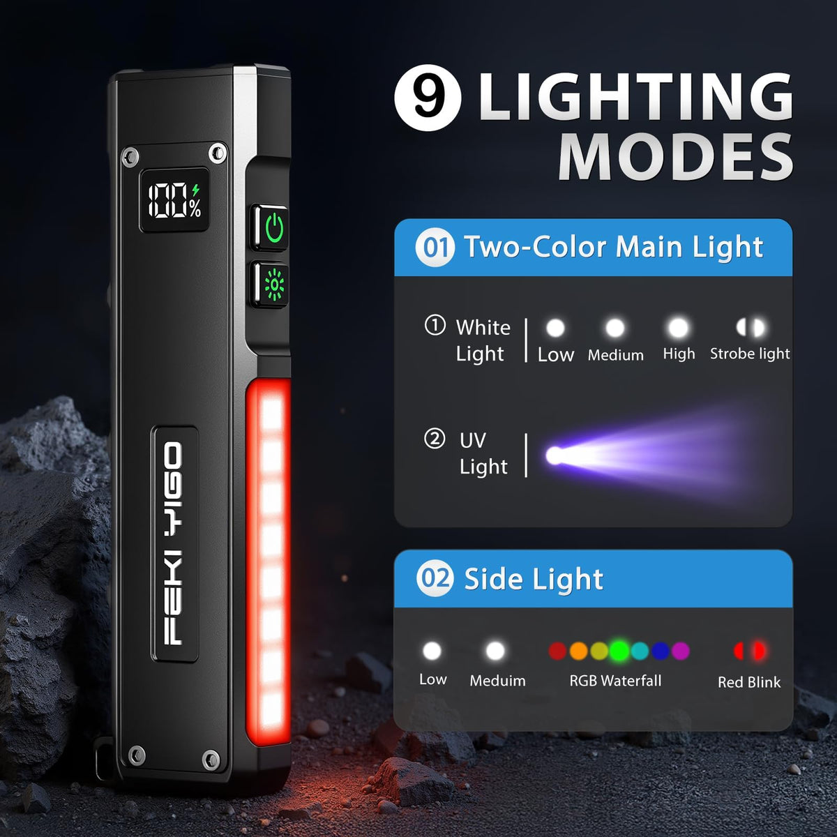 Feki Yigo UV 365nm light for stain detection in dim settings