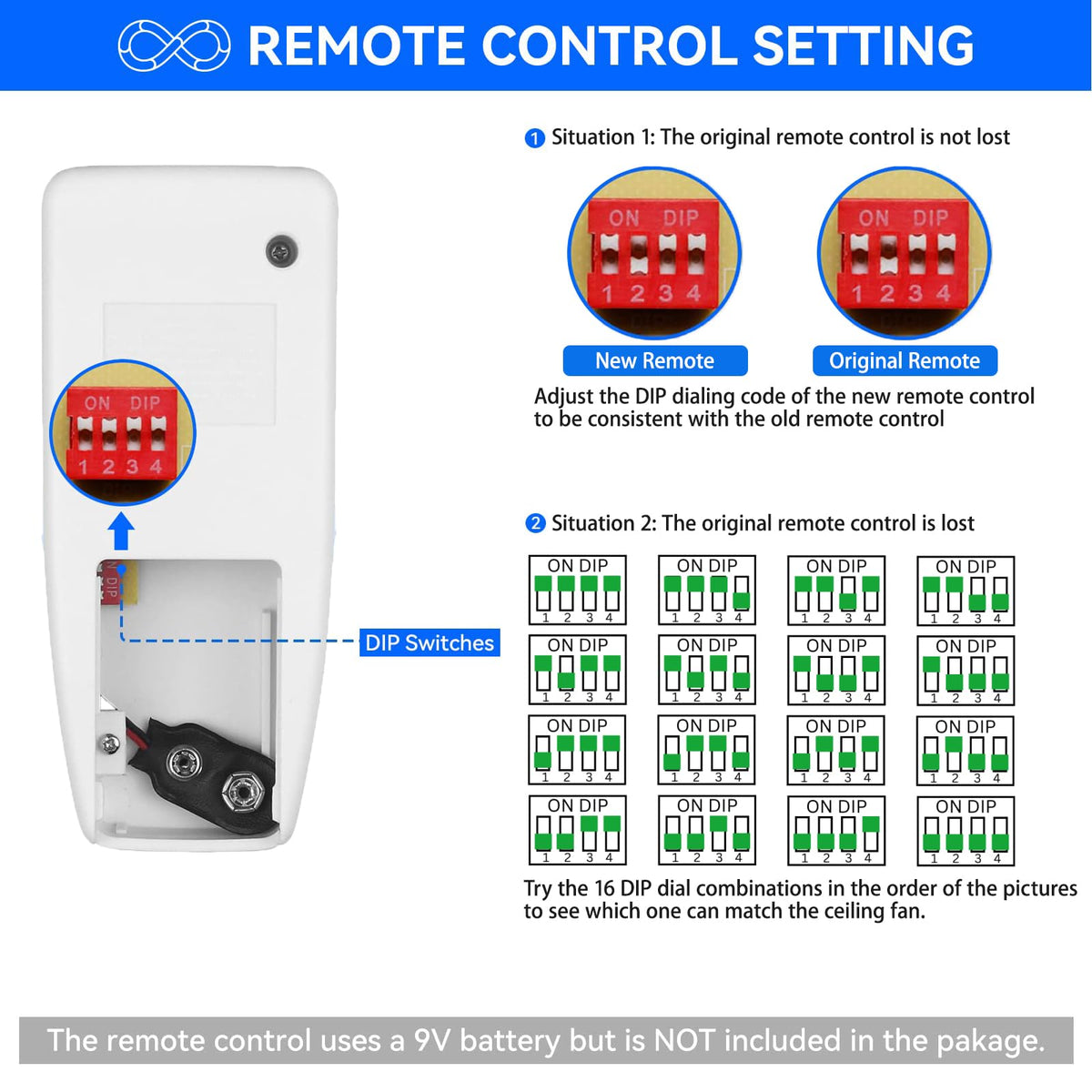 FEKOTS FAN53T package contents include remote and manual.