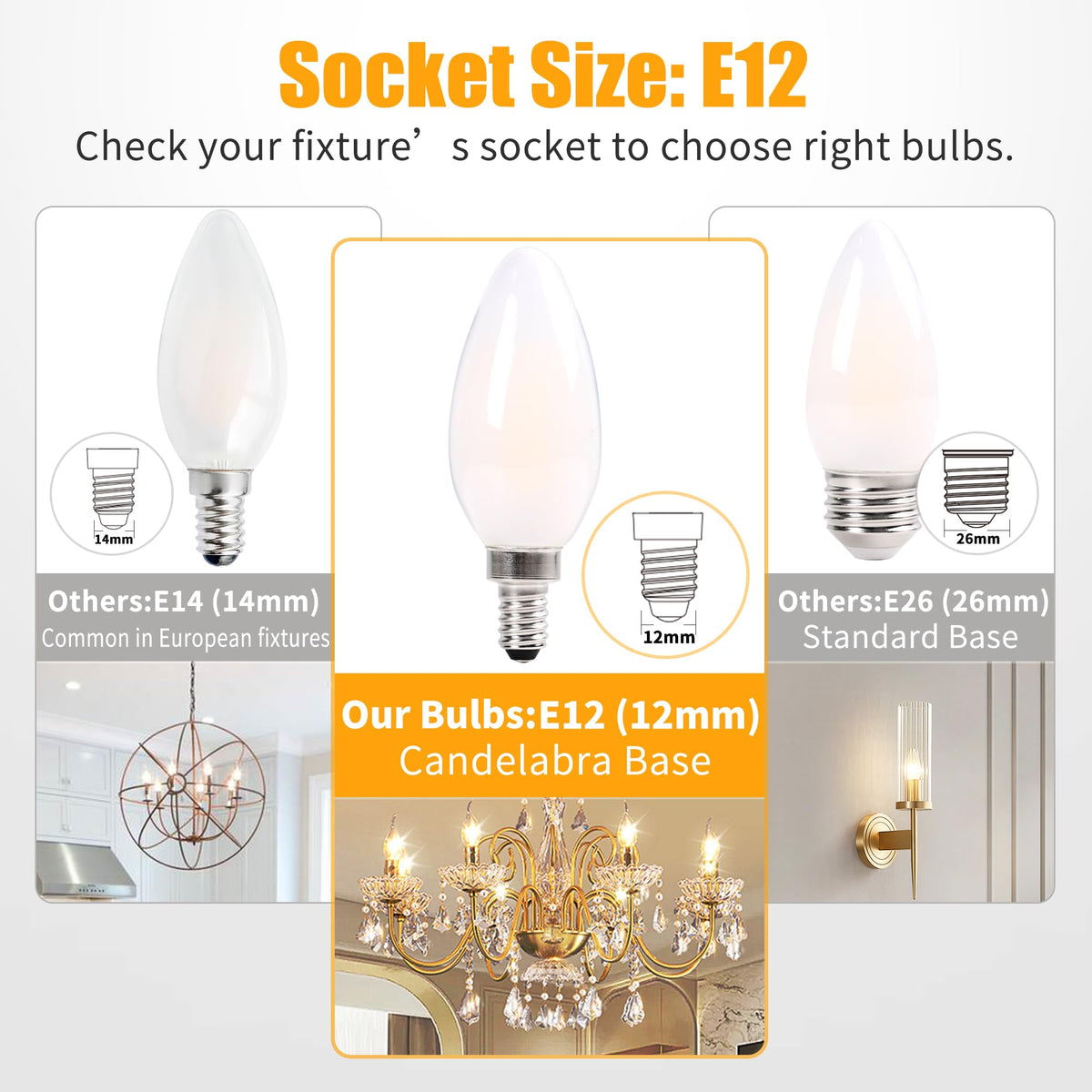 FELCO E12 chandelier bulb for decorative lighting and fixtures