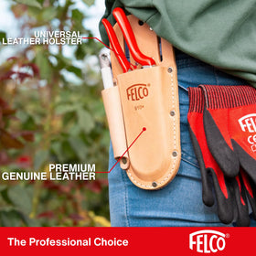 FELCO F910+ leather holster dual-slot design with clip attachment.
