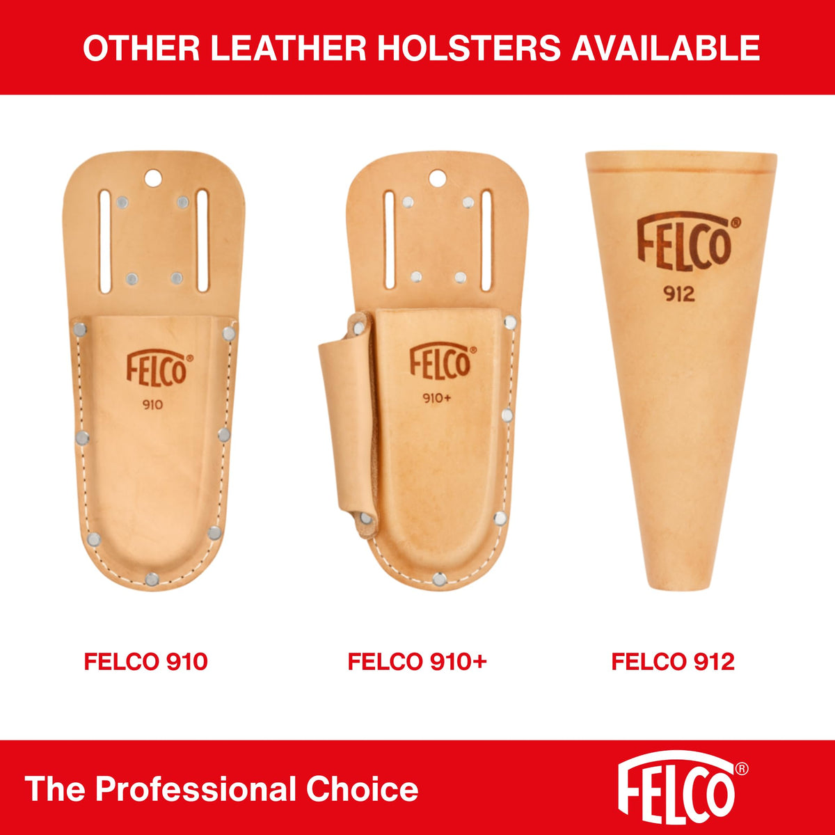 FELCO F910+ leather holster in use on belt during pruning tasks.
