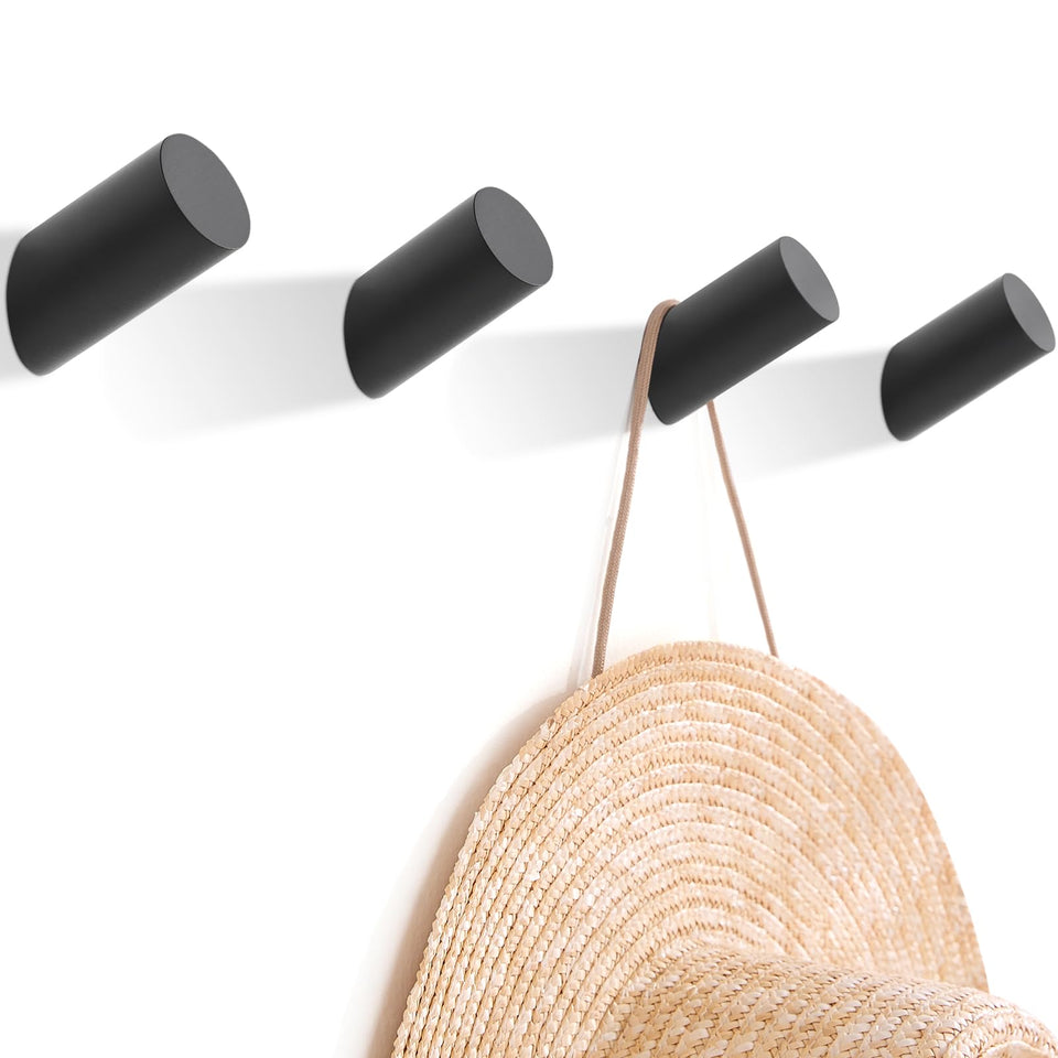 Felidio wood wall hook coat hanger with black finish for sturdy entryway organization