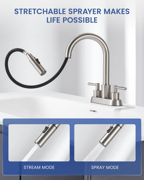 FELIXBATH three-hole sink mount fits standard 4-inch centersets.