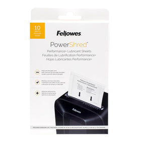 Fellowes lubricant sheet demonstrates cleaning action on shredder blades