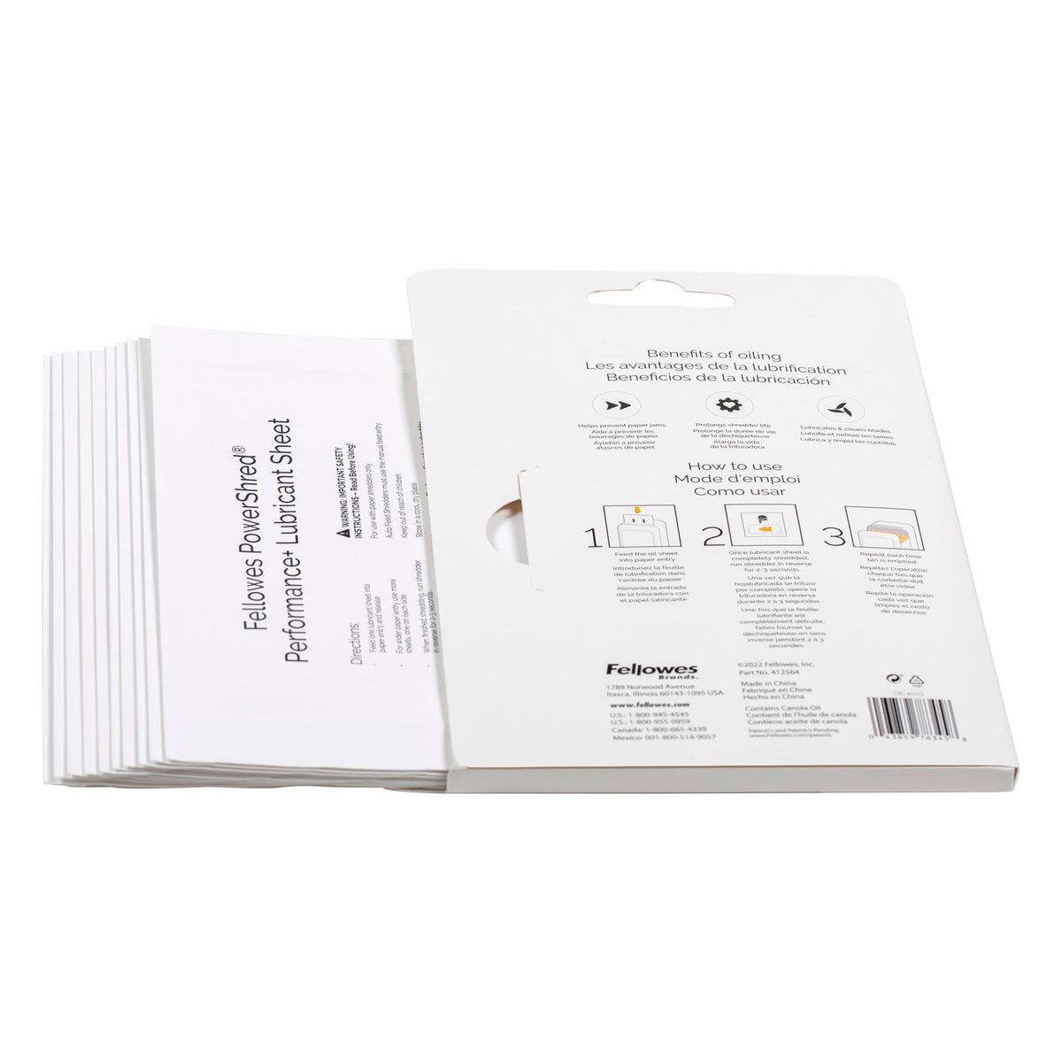 Fellowes lubricant sheets offer simple maintenance between bin-empty cycles