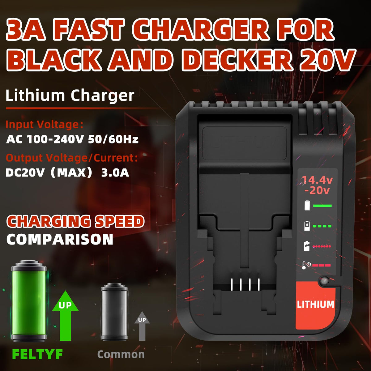 Feltyf LED diagnostic panel shows charging status at a glance