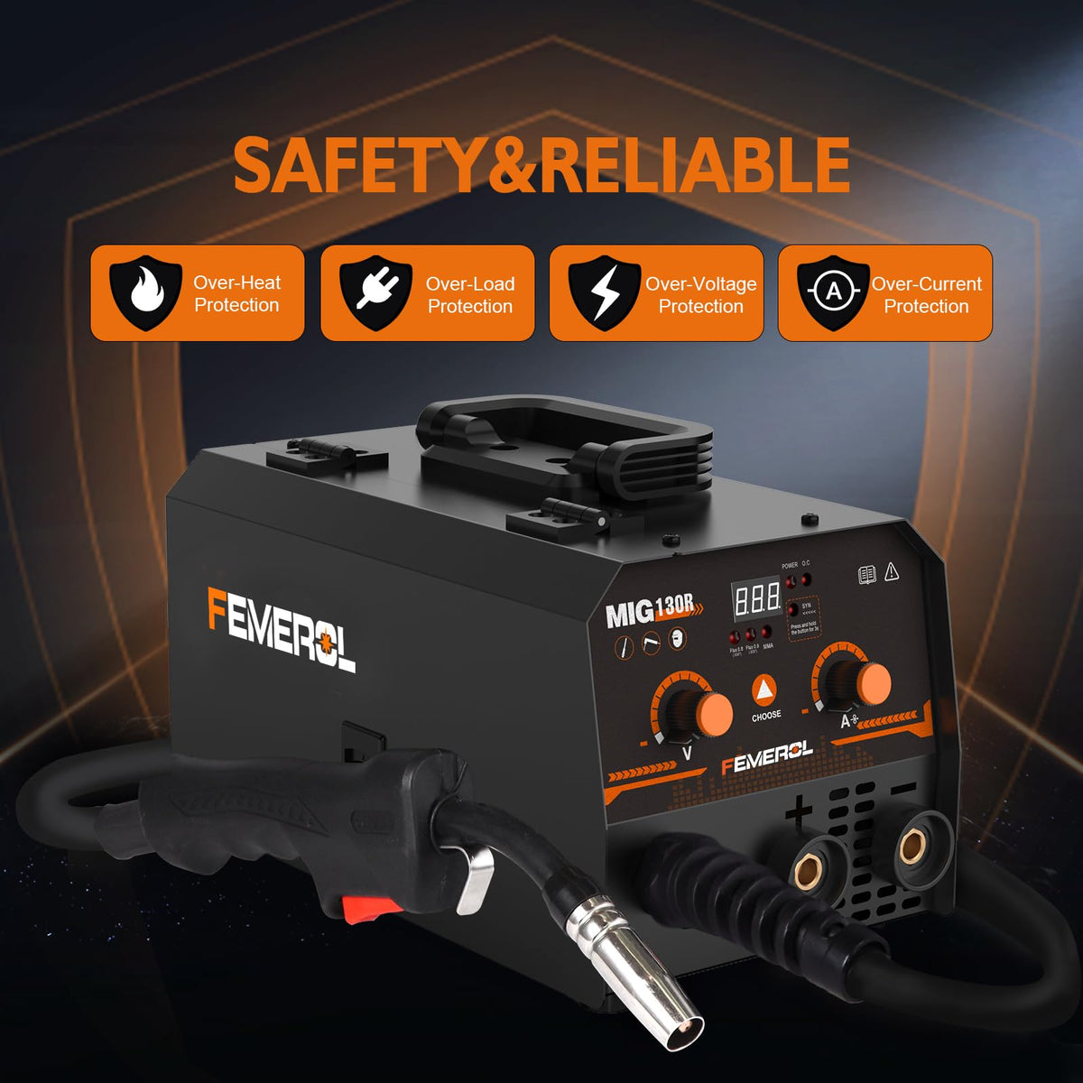 FEMEROL MIG Welder overload protection feature for safer operation.