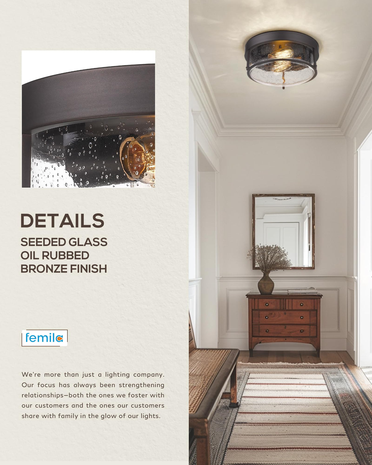 Versatile indoor brightness for kitchen, hallway, or foyer.