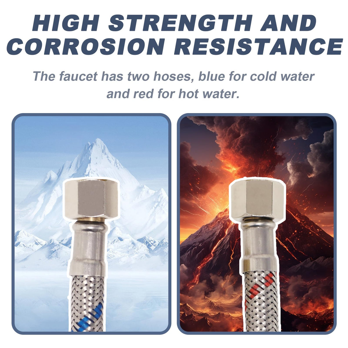 Femitu sink hose assembly flexible hot and cold hose for smooth operation.
