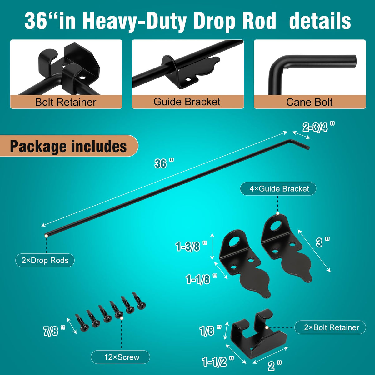 Close-up of Femotic gate drop rod bolts and hardware