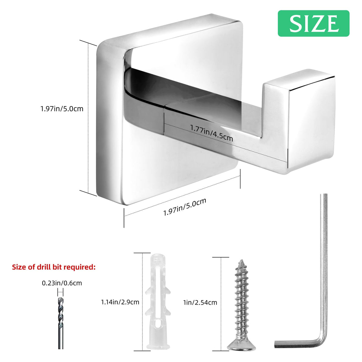 Fenas chrome polished towel hook detailed design for rust-free durability.
