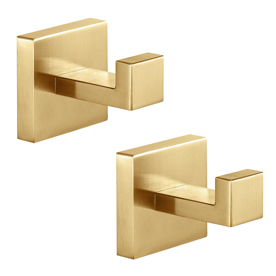 Fenas heavy duty towel hook in brushed gold for wall-mounted bathroom organization