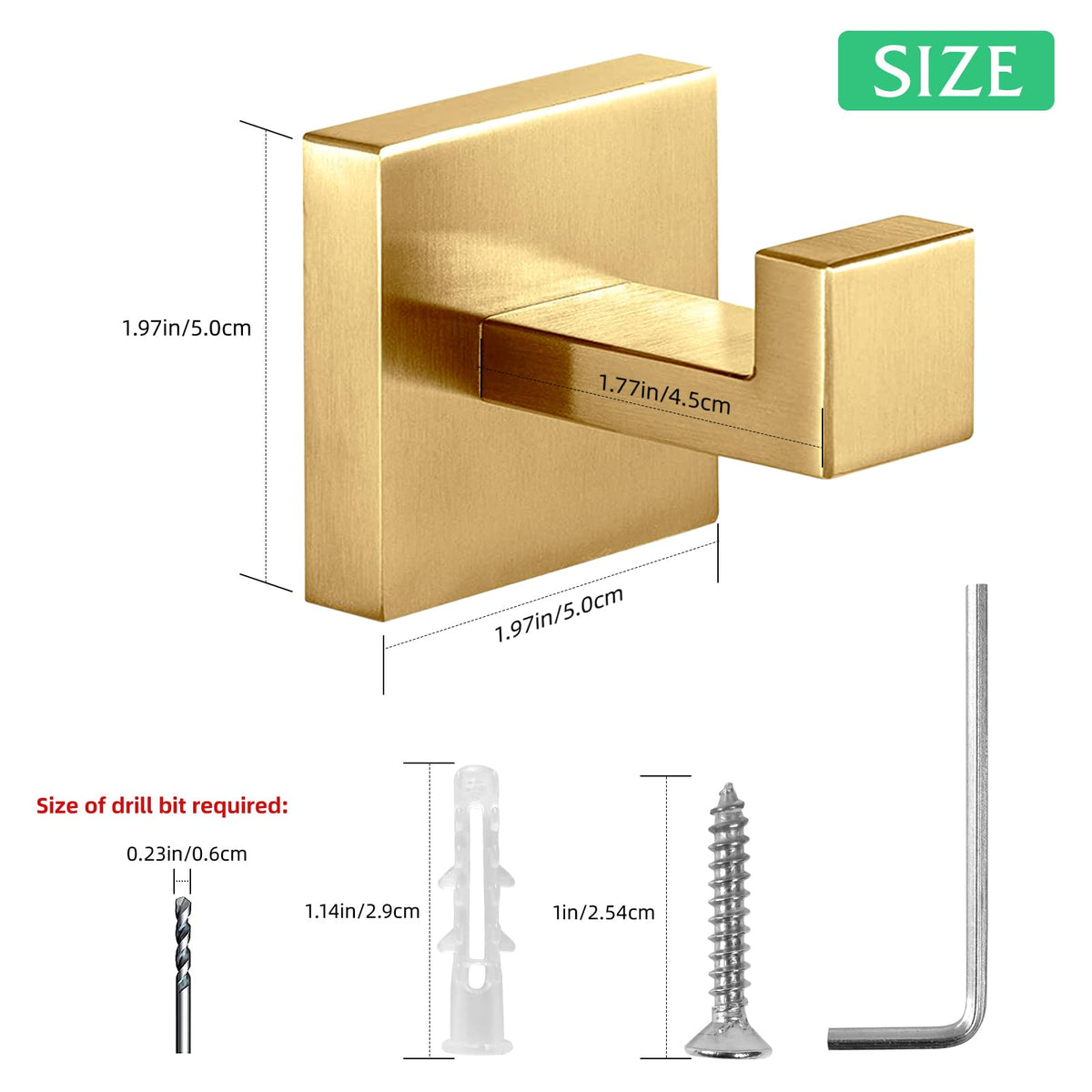 Fenas hotel-grade towel hook in brushed gold for premium spaces