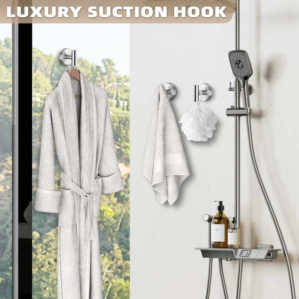Fenas suction cup hook in the kitchen holding a towel
