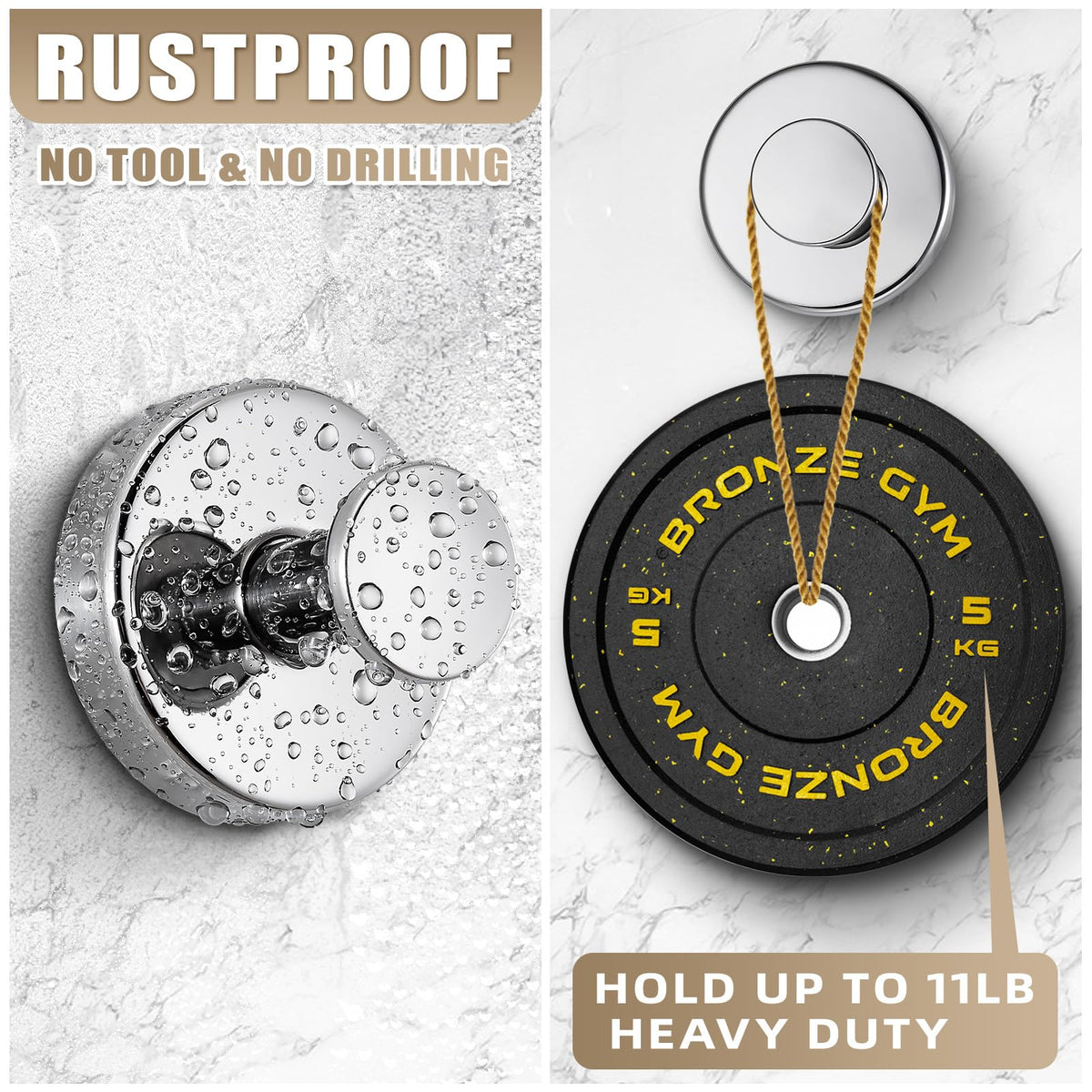 Fenas suction cup hook on shower glass demonstrating rust-free durability.