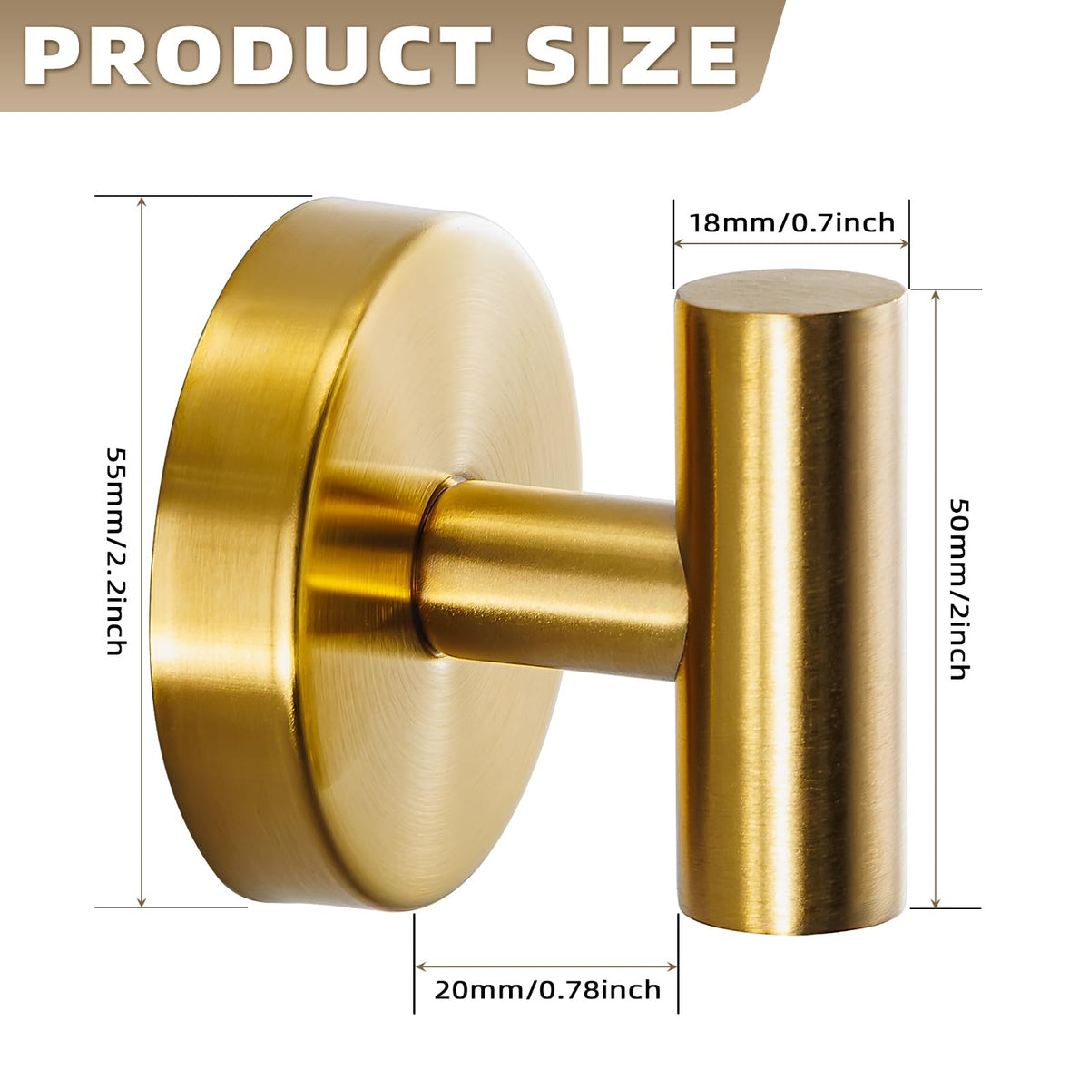Fenas two-pack shower hooks shown in brushed gold design.