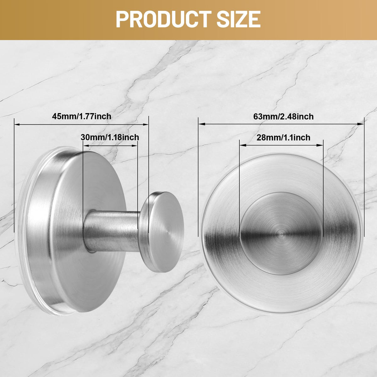 Fenas two-pack brushed nickel hooks show minimalist design and durability
