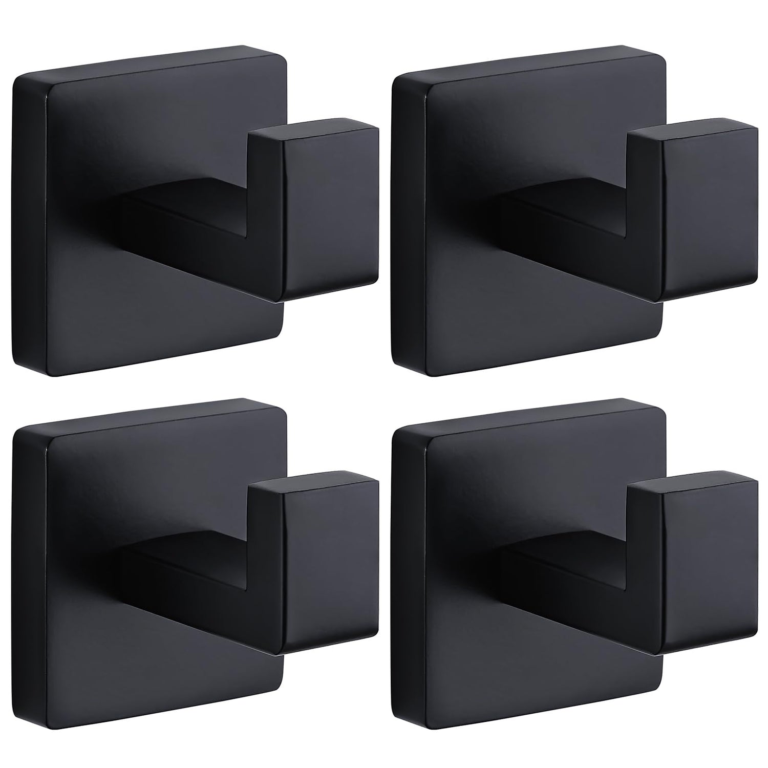 Fenas towel hook square matte black 4-pack for organized bathroom spaces