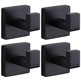Fenas towel hook square matte black 4-pack for organized bathroom spaces