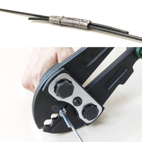 FenceMate four-slot crimping tool recommended for precise crimps