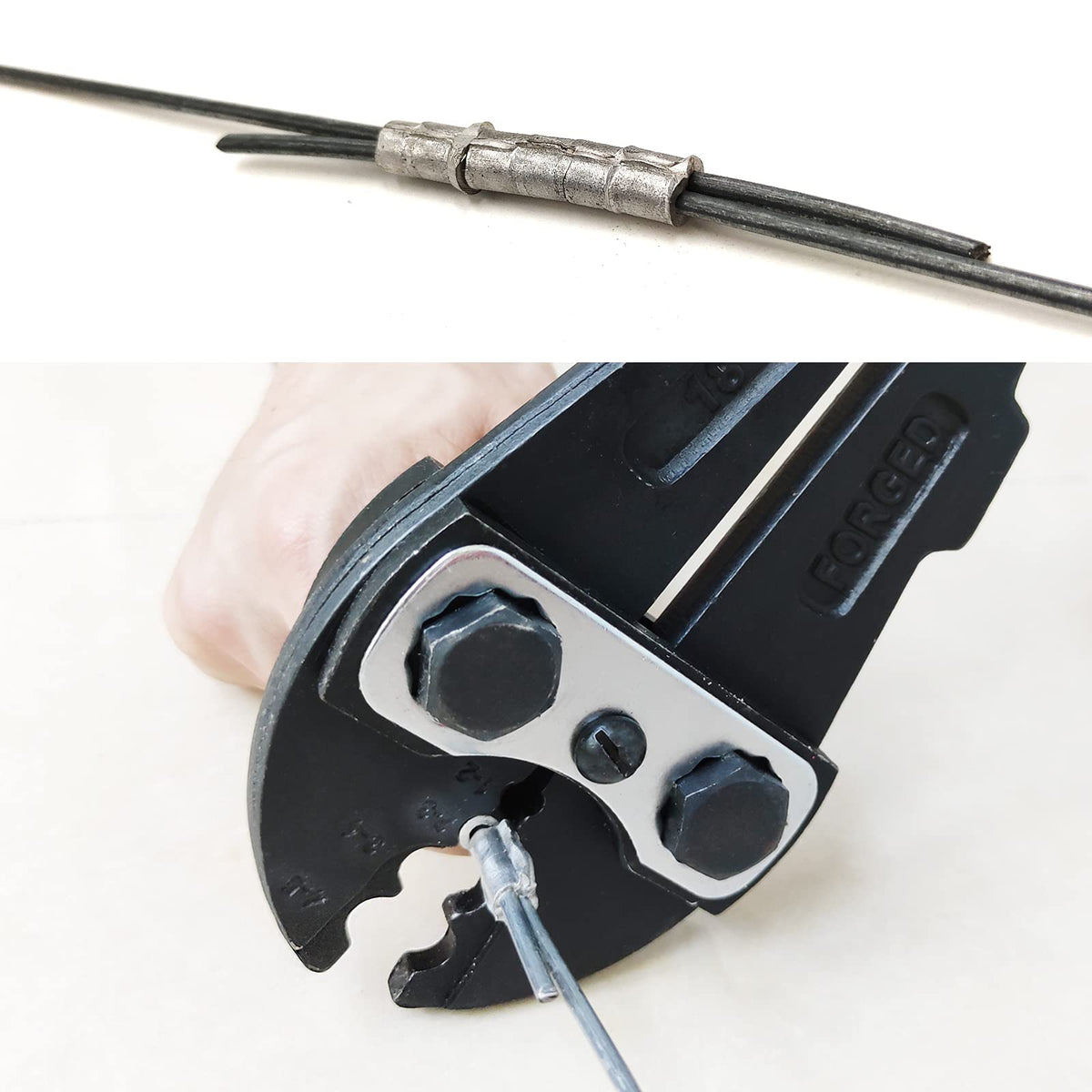 FenceMate pottle-pack stores crimps dry and organized for outdoor use.