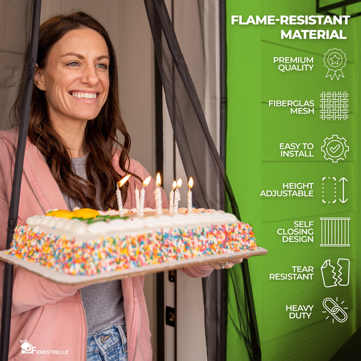 Fenestrelle fire-resistant fiberglass mesh endures sun and weather while blocking bugs