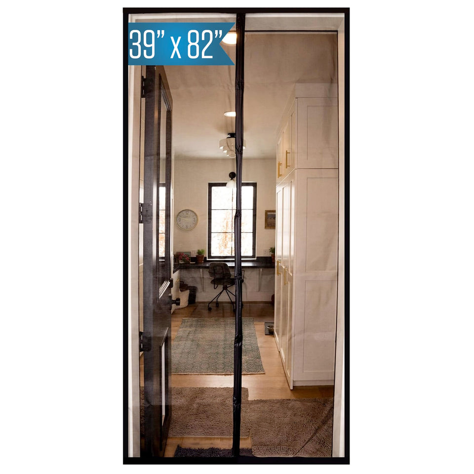 Fenestrelle magnetic screen door with adjustable header for flexible fit and airflow