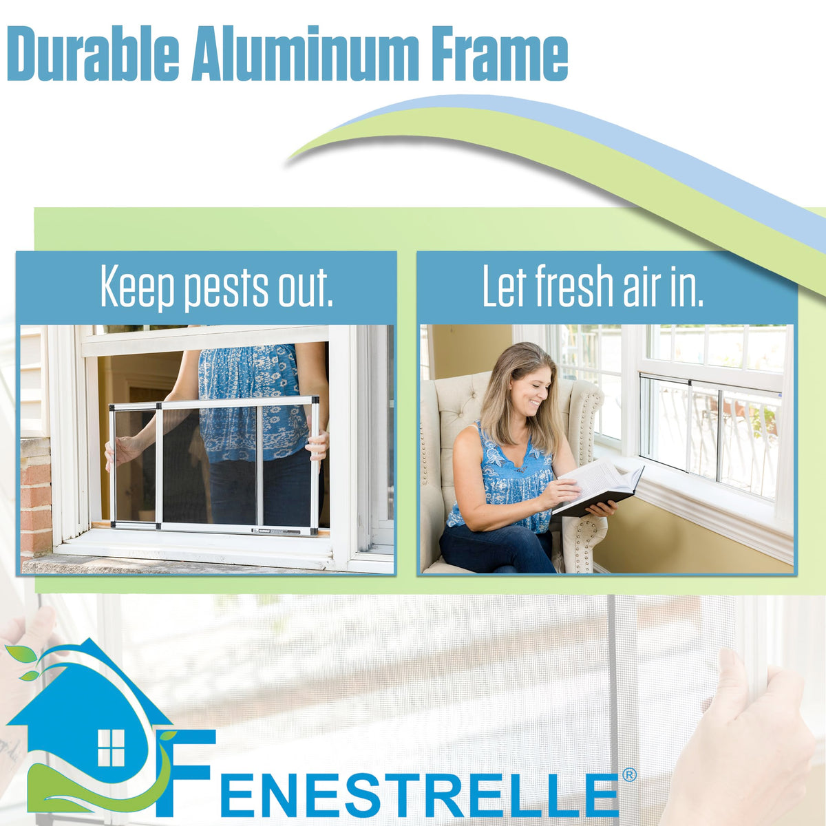 Fenestrelle screen with fuzzy weatherstripping seals drafts for a snug fit