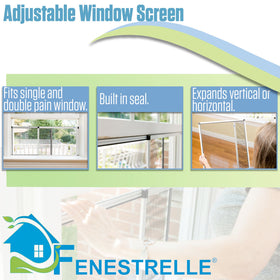 Fenestrelle expandable screen vertical fit demonstrated for taller openings.