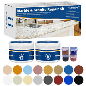 FENFANDAS Marble and Granite Repair Kit contents laid out for quick surface fixes.