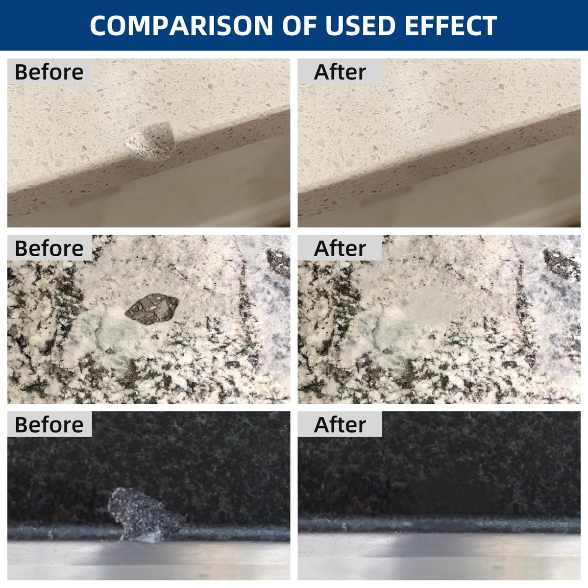 Mixing A and B for a durable repair that cures in about 12 hours with FENFANDAS.