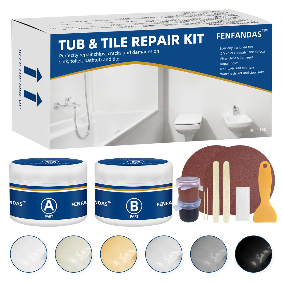 FENFANDAS tub repair kit in white shows at-home restoration for chips and cracks.