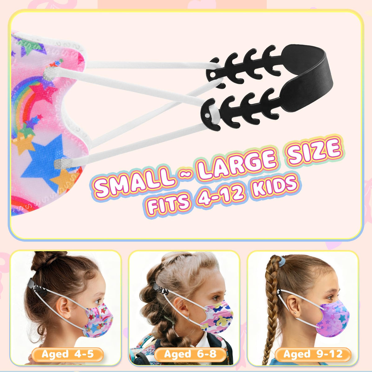 FENFEN Kids KN95 stars-pattern mask for classroom and travel.