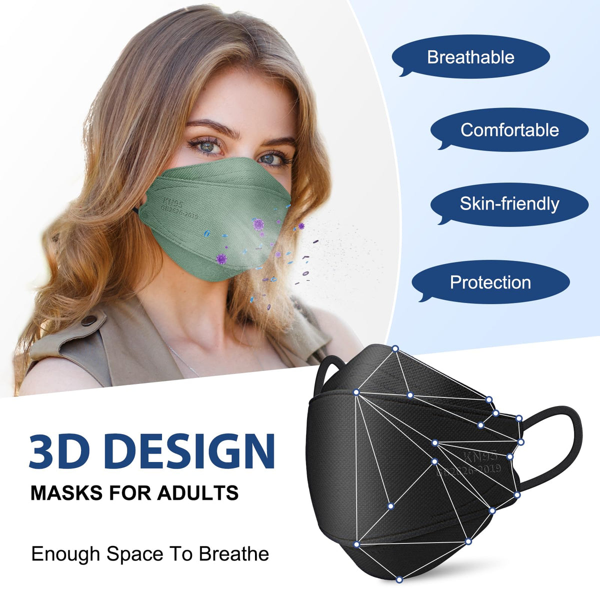 FENFEN KN95 mask earloops designed for comfortable all-day wear.
