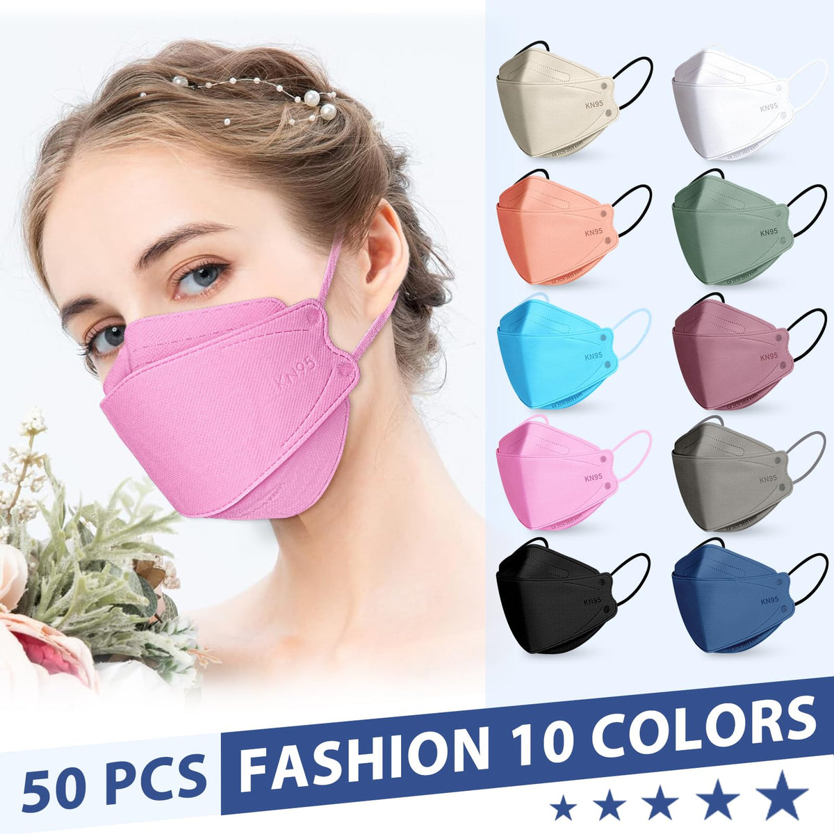 FENFEN KN95 mask adjustable nose clip for a secure fit.
