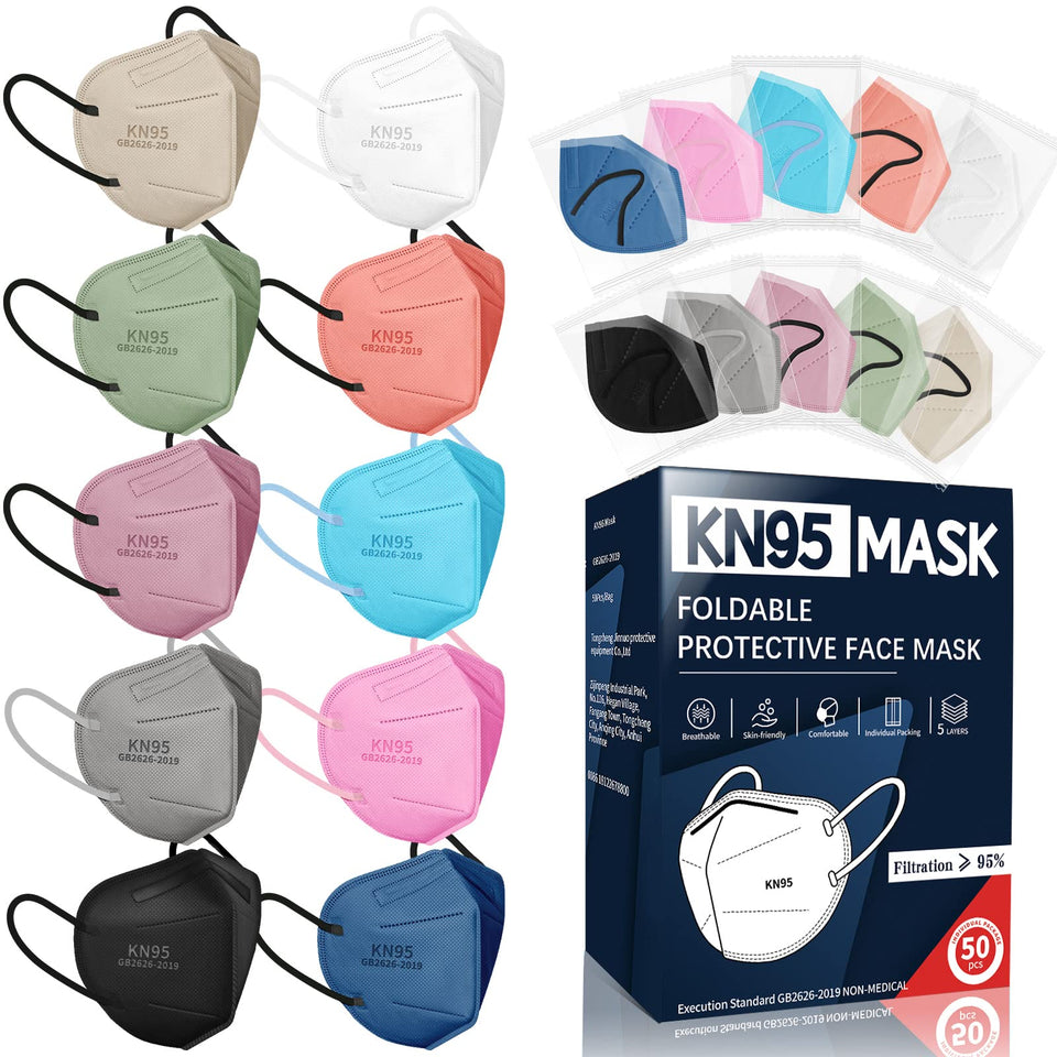 FENFEN KN95 mask 50-pack all colors: comfortable, breathable design for daily wear.
