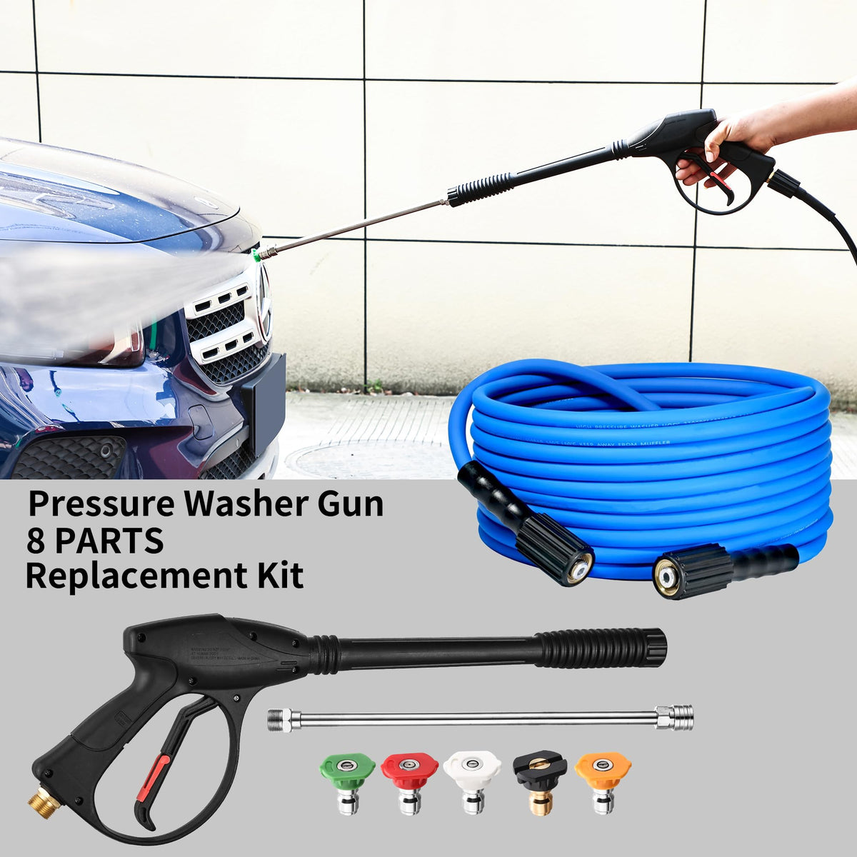 FENG PAI 25ft hose offering flexible cleaning around vehicles and outdoor areas