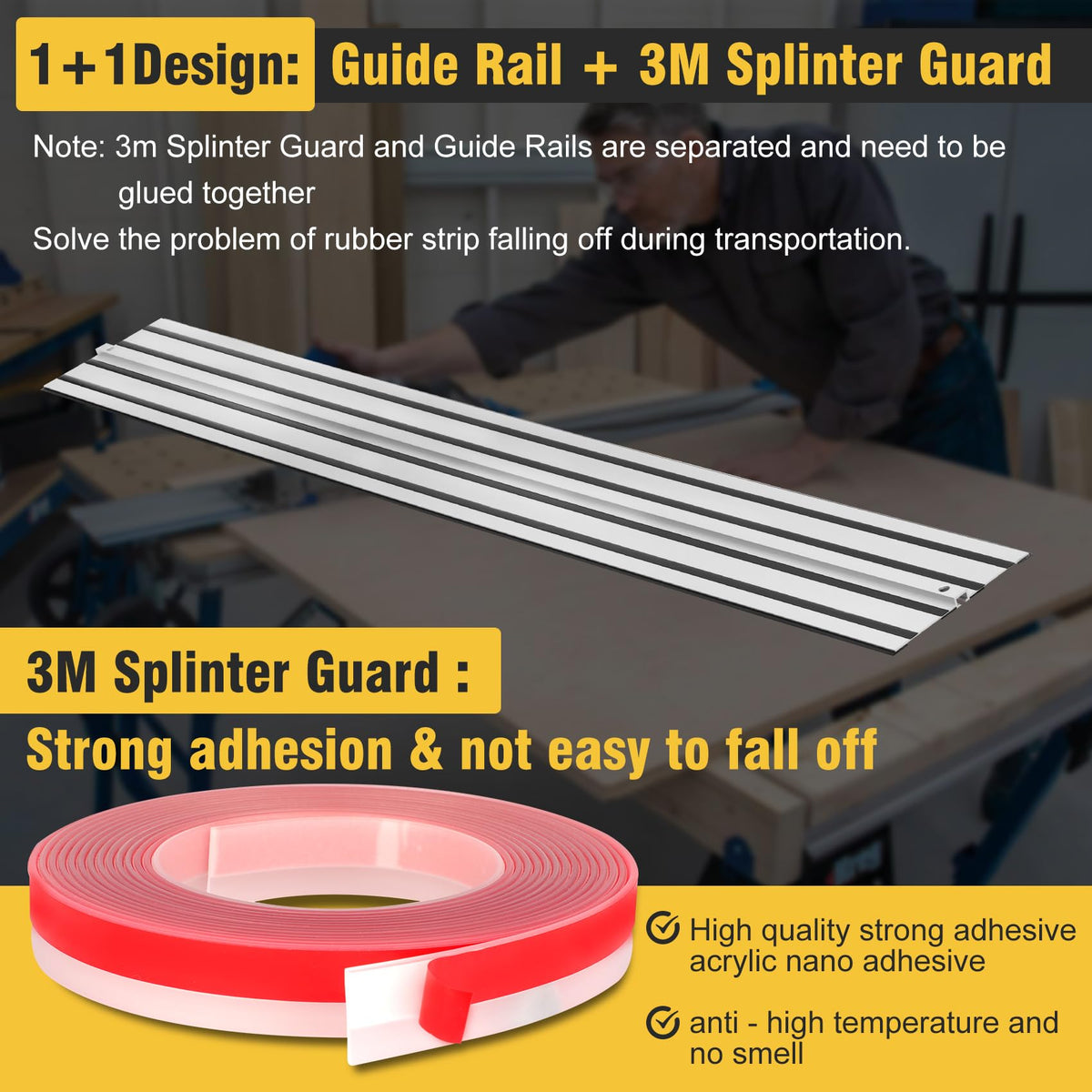 Fengind guide rail connector for seamless long rail connections.
