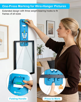 Fenikara one-press marking highlights nail points quickly for hanging.