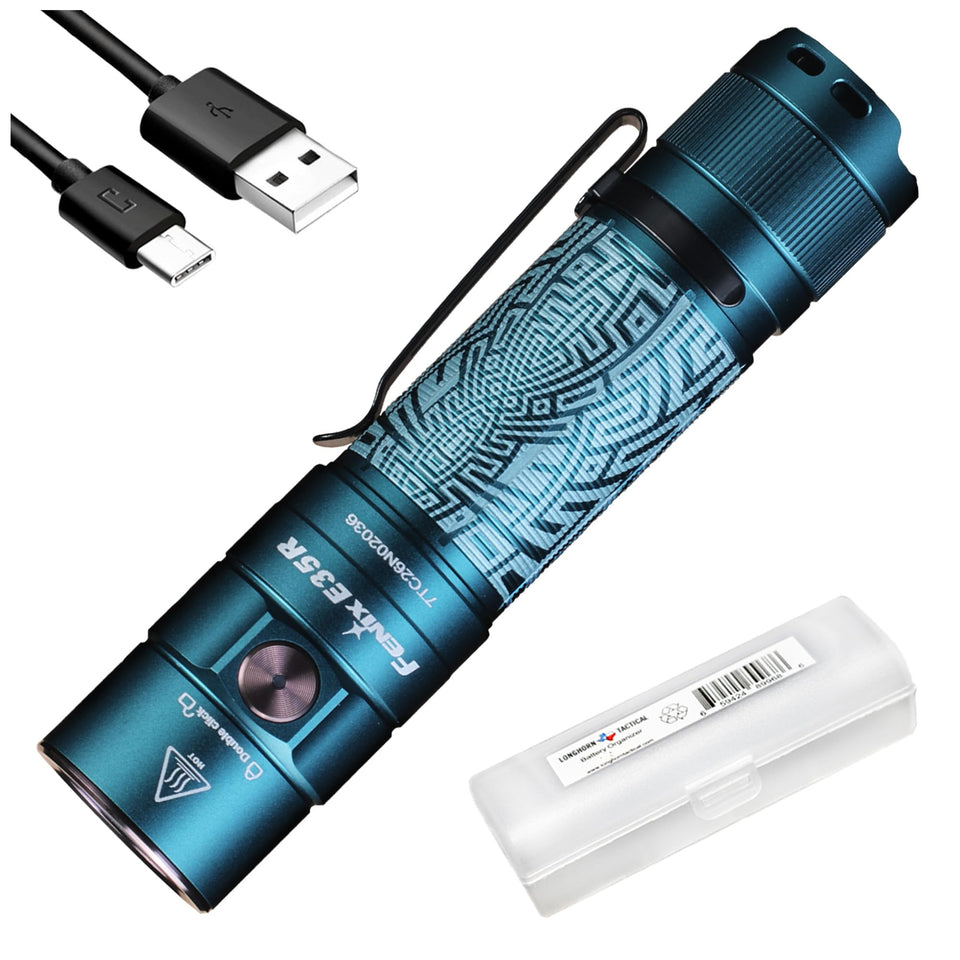 Fenix E35R 3100 lumen beam illuminates outdoor path clearly