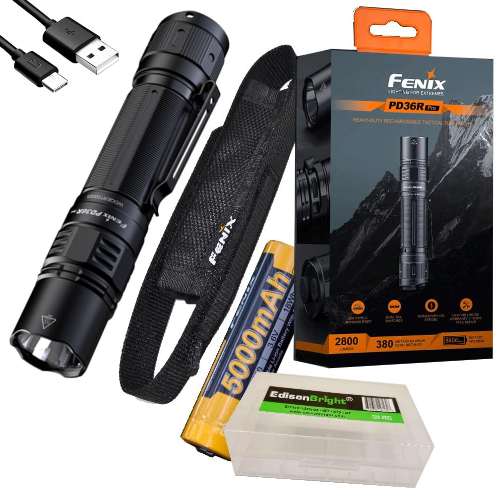 Fenix PD36R Pro front view with 2800 lumen brightness for visibility