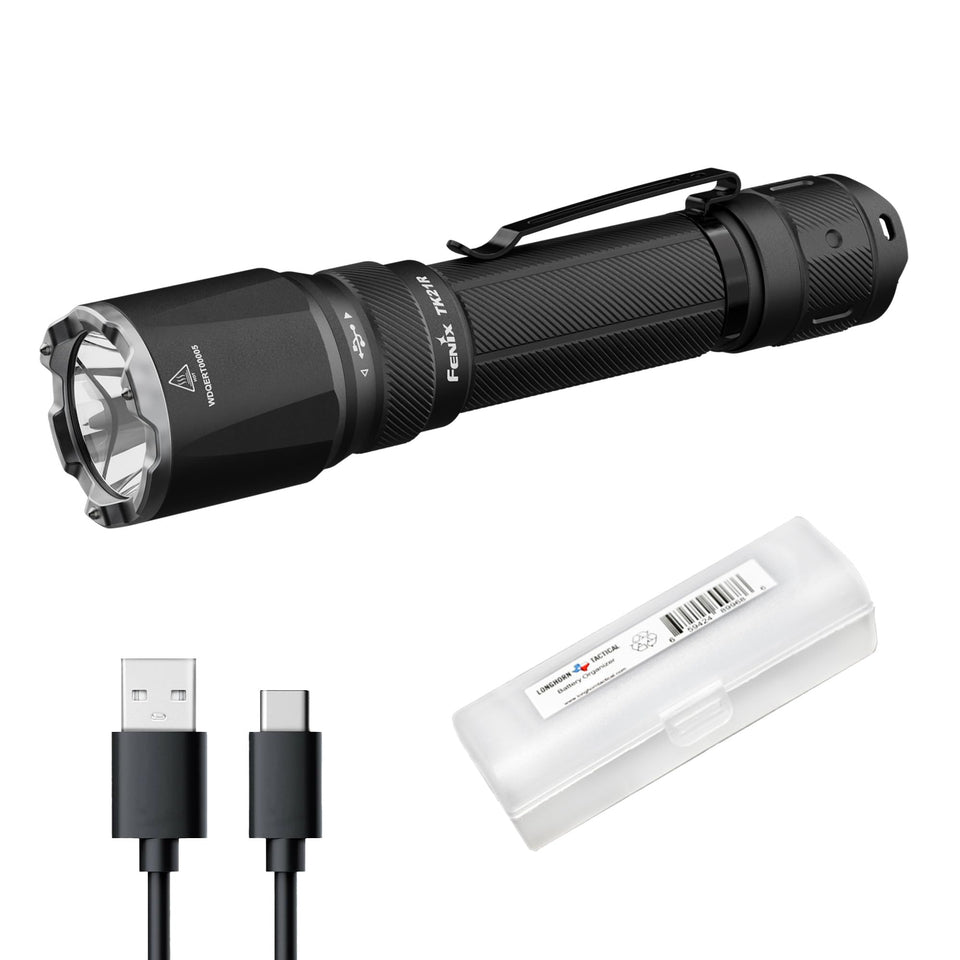 Fenix TK21R beam at full 3600 lumens for extended night visibility.