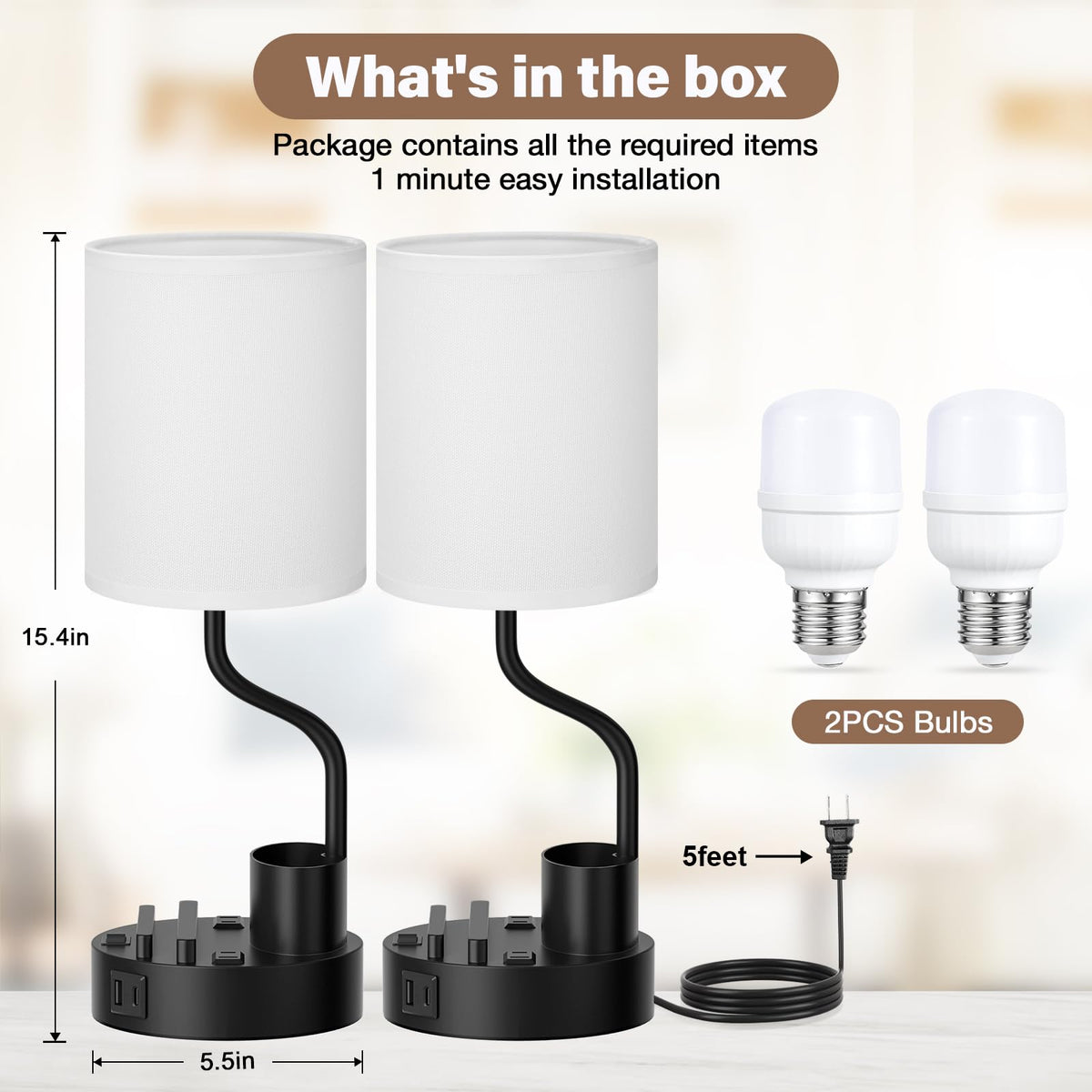 Fenmzee bedside lamp displaying three color temperatures for versatile lighting.