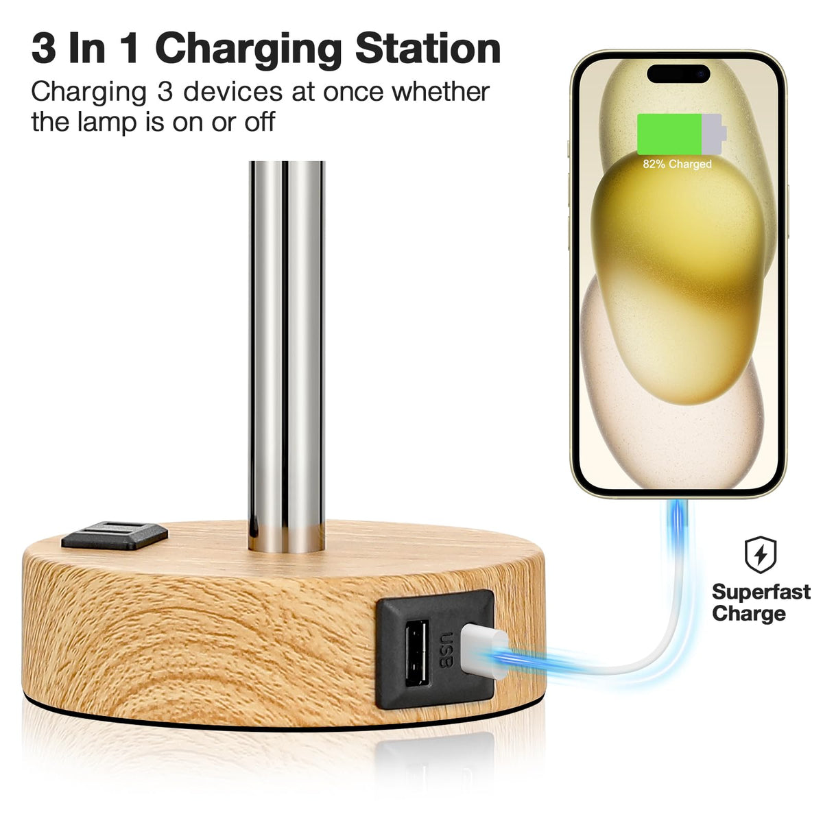 Fenmzee touch-dimmer lamp demonstrates 3-level brightness for reading