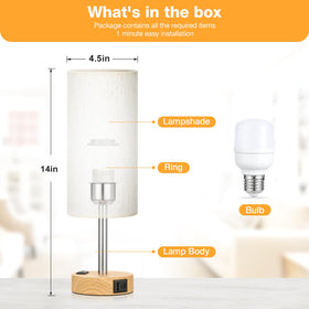 Fenmzee lamp with USB-A port for extra bedside charging
