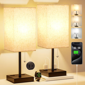 Fenmzee bedside lamps 2-pack with USB outlets for easy charging