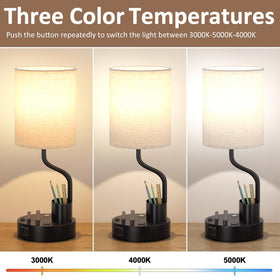 Fenmzee lamp with two AC outlets for convenient bedside charging.